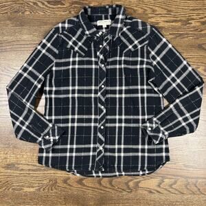 Idyllwind Plaid Button Down Shirt in Black and White